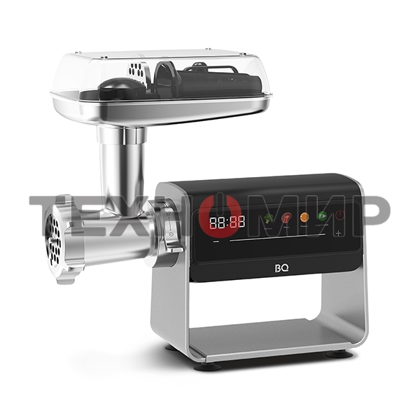 Мясорубка электрическая BQ MG2007 PREMIUM серый, 2500 Вт, 2.7 кг/мин, реверс, защита от перегрузки, насадки - 5