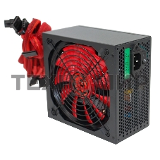 Блок питания Ginzzu PC600 Red, 600Вт, 80 PLUS, 140мм, черный/красный