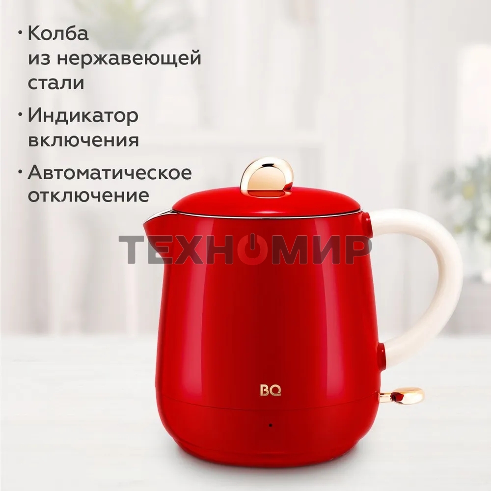 Чайник электрический BQ KT1717P Red. Мощность:1000 Вт, Объем 0,6л