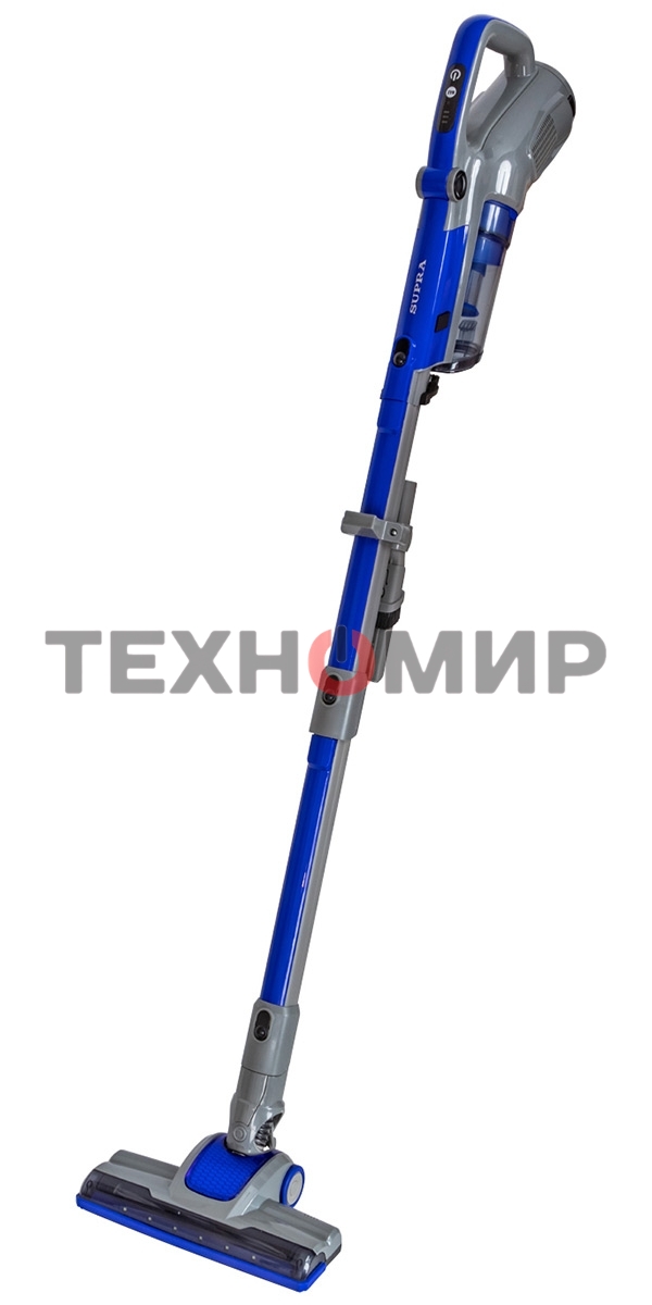 Пылесос вертикальный SUPRA VCS-4094 синий/серый, питание от аккумулятора, 130 Вт, уборка сухая, пылесборник 0.6 л, работа от АКБ max 30 мин.
