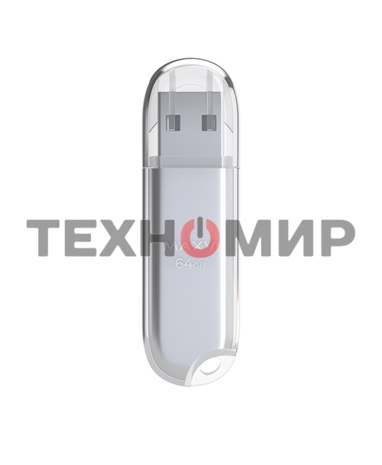 Флешка USB Maxvi P1 (FD64GBUSB20C10P1 silver), 64GB, USB 2.0, R/W 12/5, серебристый