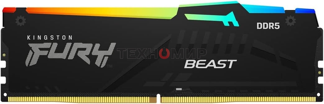 Оперативная память Kingston Fury Beast, DDR5, 128Gb (4x32 GB), 5200 MHz, CL40, DIMM, с радиатором, RGB, черный