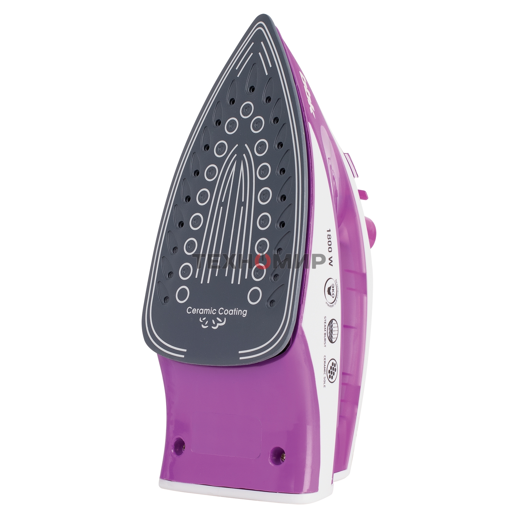 Утюг BBK ISE-1802 фиолетовый/белый, 1800 Вт, 20 г/мин, 60 г/мин, 180 мл