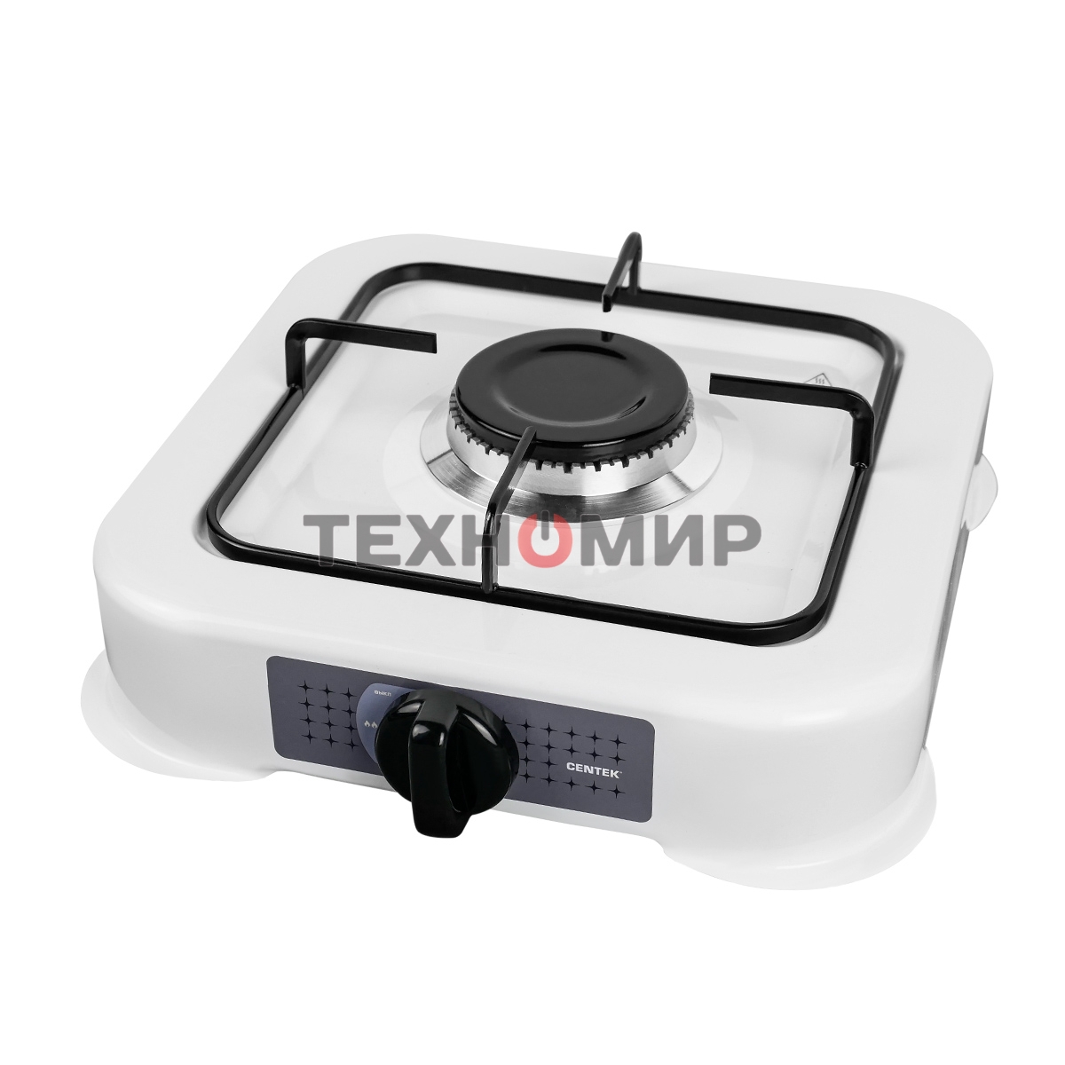 Плита настольная газовая Centek CT-1520 белый, 1.7 кВт, газ, конфорки - 1, эмаль, поворотные переключатели