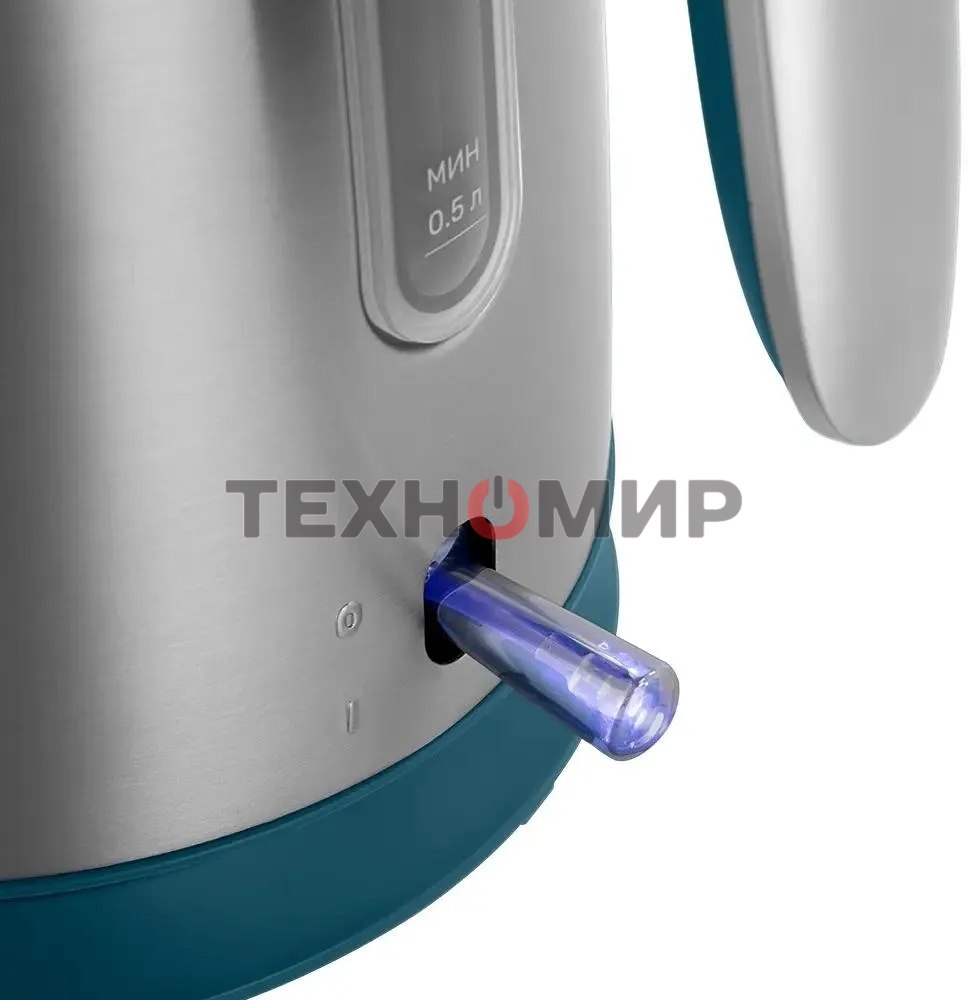 Чайник электрический Kitfort КТ-8725 1.7 л, 2200 Вт, нержавеющая сталь/бирюзовый корпус: нерж.сталь/пластик
