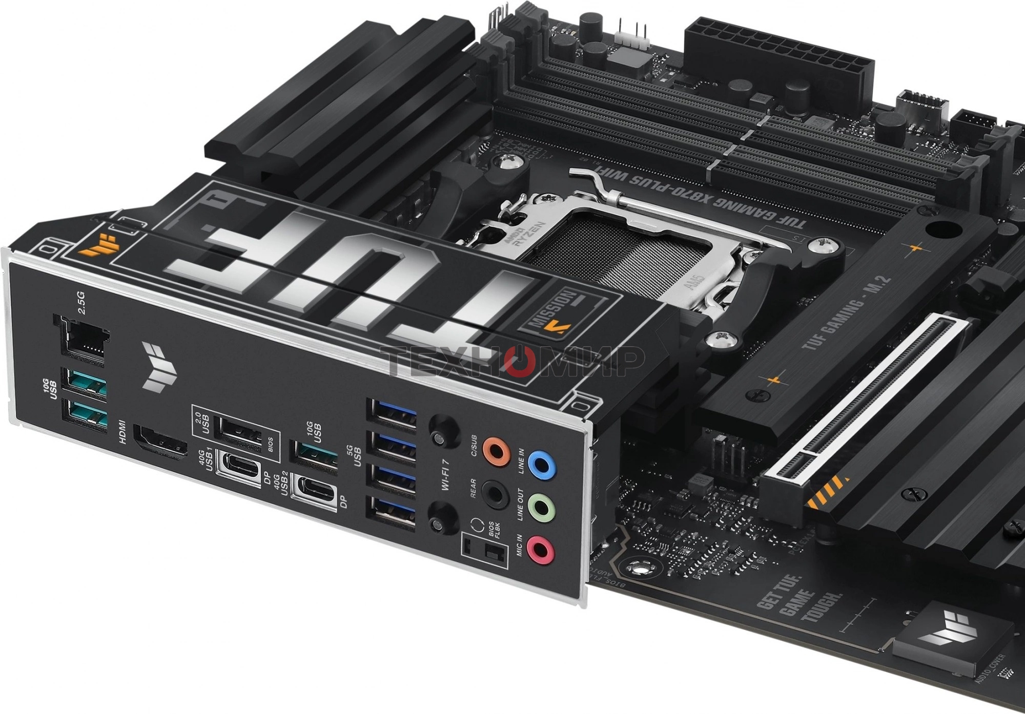 Материнская плата ASUS TUF GAMING X870-PLUS WIFI, AM5, AMD X870, 4xDDR5, 2xSATA, 4xM.2, 1xPCIe 5.0 x16, 1xPCIe 4.0 x4, 1xHDMI, 1xUSB-C 3.2 Gen 2, 1xUSB-C 3.2 Gen 2x2, 2xUSB-C 4.0, 1x 2.5Gb LAN, 1xUSB-A 2.0, 3xUSB-A 3.2 Gen 2, 4xUSB-A 3.2 Gen 1, 5x3.5 мм, 