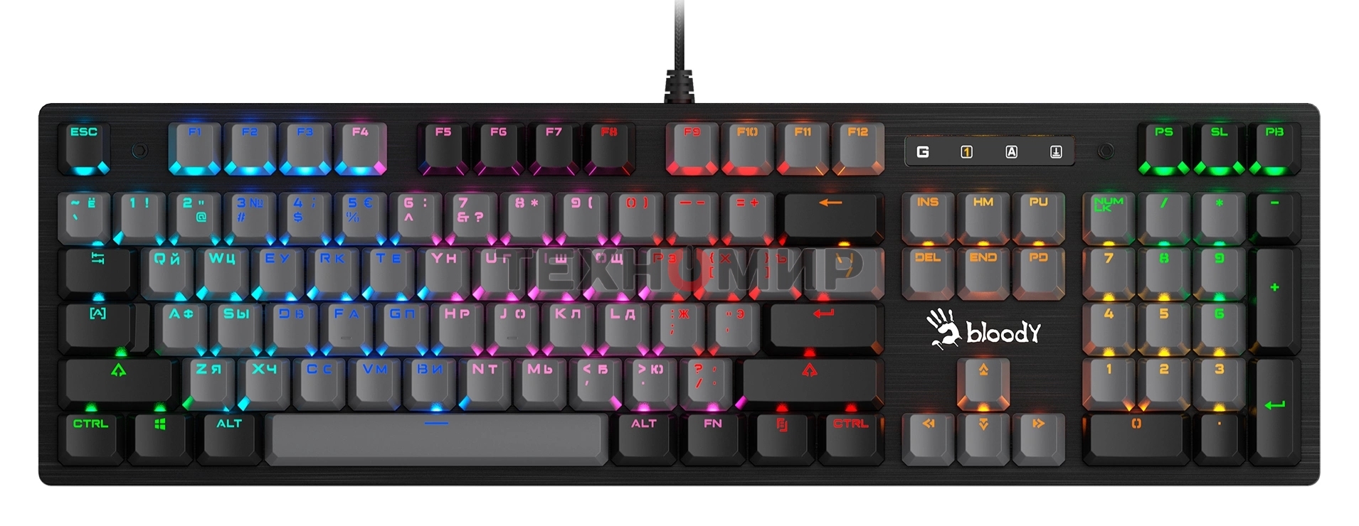 Клавиатура проводная A4Tech Bloody B828N USB черный/серый