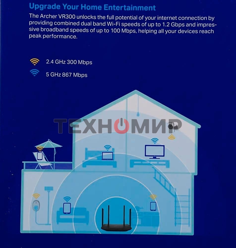 Роутер беспроводной TP-Link Archer VR300 AC1200 10/100BASE-TX/ADSL черный