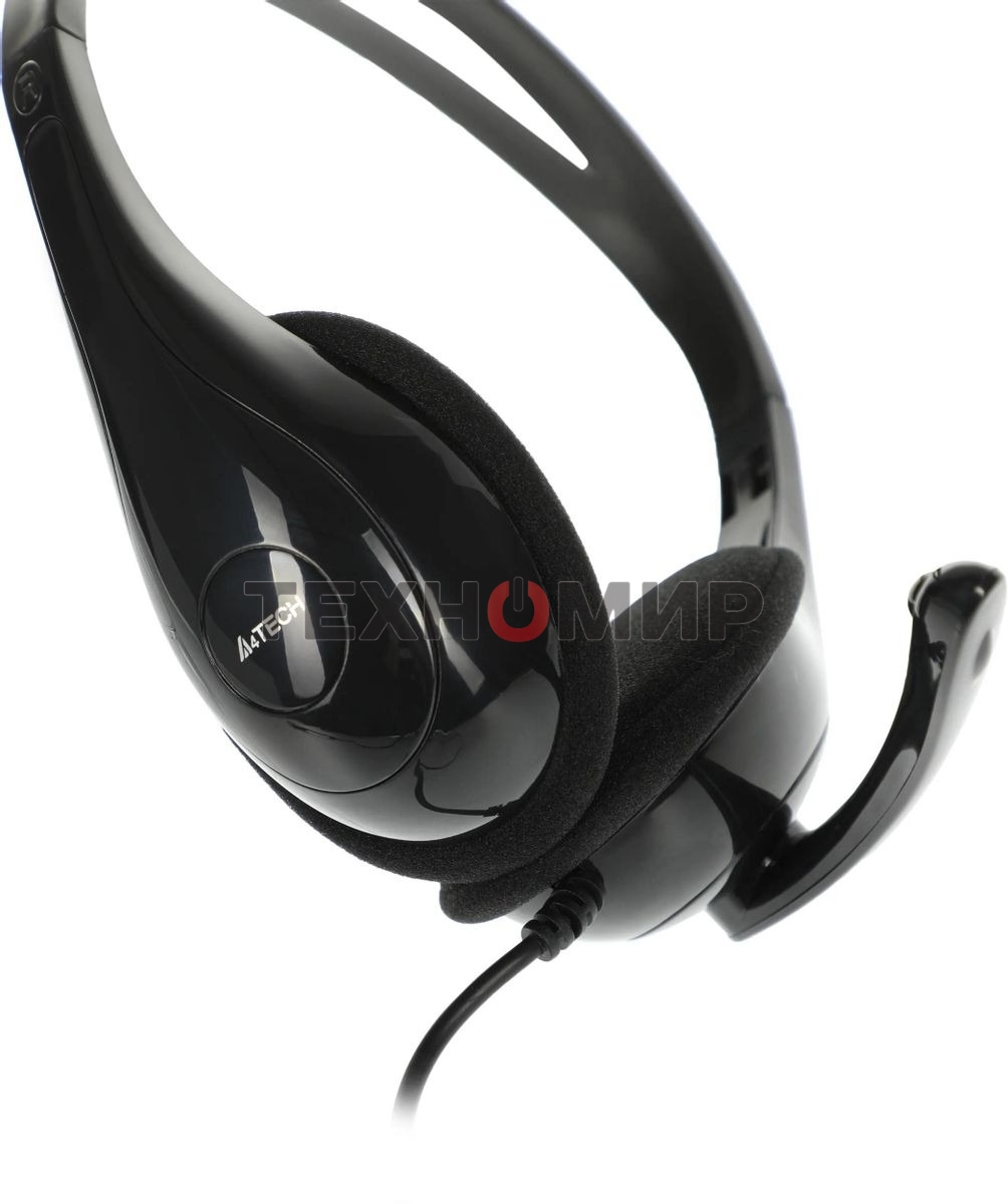 Гарнитура проводная с микрофоном A4Tech HU-9 черный 1.8м накладные USB оголовье черный