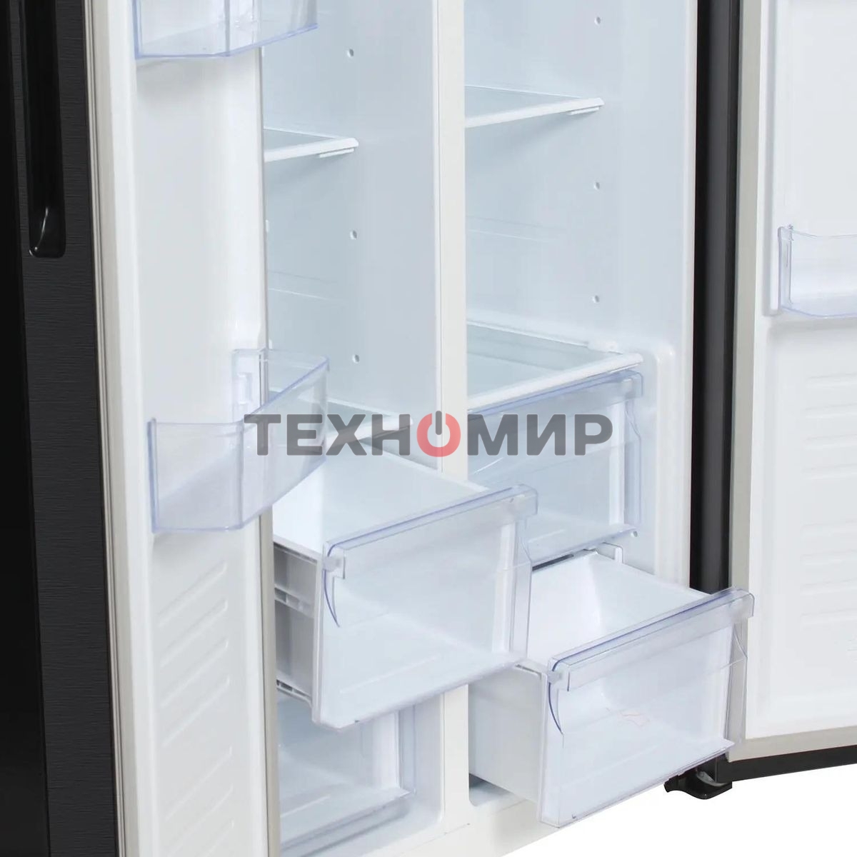 Холодильник Hyundai CS4505F черная сталь двухкамерный Side by Side 271/165л морозилка сбоку