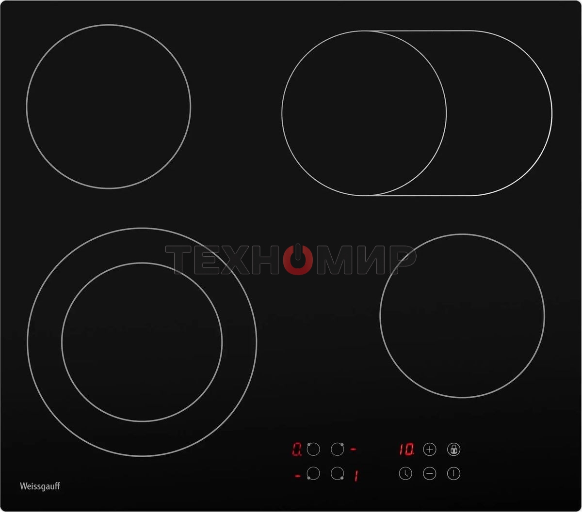 Электрическая варочная панель Weissgauff HV 640 BA, Hi-Light, независимая, черный