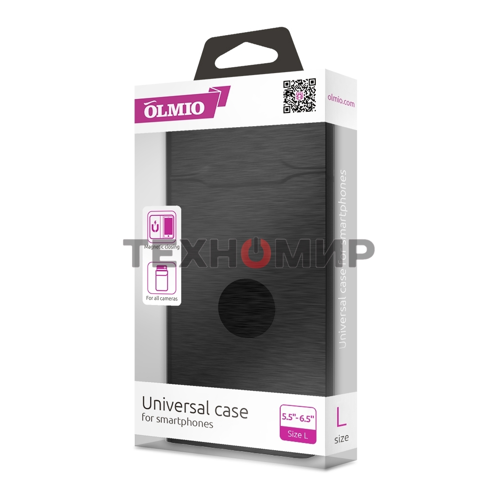 Чехол-книжка универсальный для смартфонов OLMIO р.L, 5.5