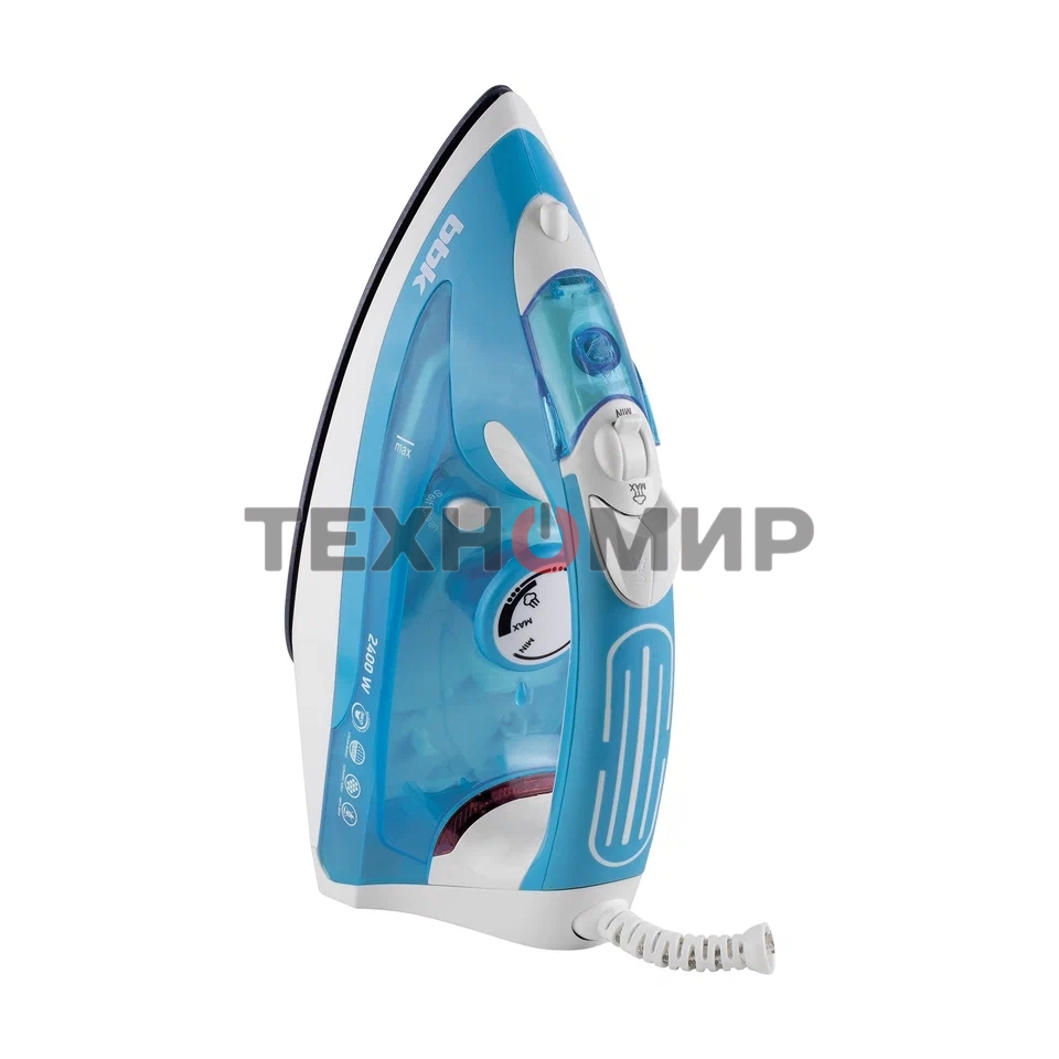 Утюг BBK ISE-2400 бирюзовый/белый, 2400 Вт, 35 г/мин, 140 г/мин, 280 мл