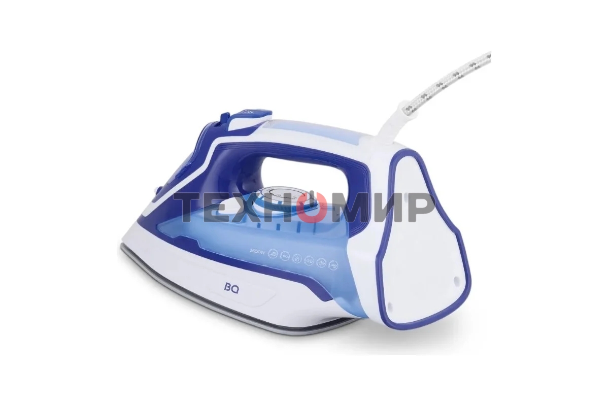 Утюг BQ SI1003 белый/синий, 2600 Вт, 35 г/мин, 160 г/мин, 360 мл