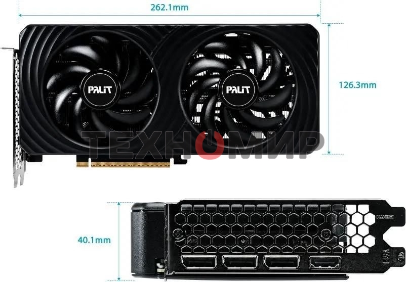 Видеокарта Palit RTX 5060 DUAL NV RTX 5060 8Gb 128bit GDDR7 2280/28000/HDMIx1/DPx3/HDCP Ret NE75060019P1-Gb2063D PCI-E 5.0