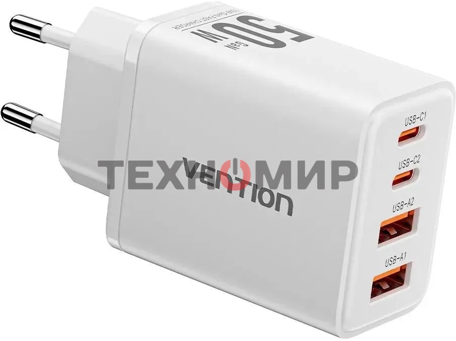 Сетевое зарядное устройство Vention на 4 порта GaN 50W USB (C+C+A+A) белый
