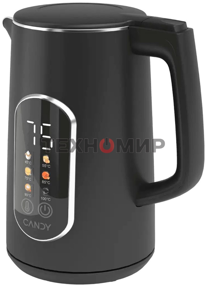 Чайник электрический Candy CK-400 1.7л. 2200Вт черный корпус: нерж.сталь/пластик (FM04WKM00RU)