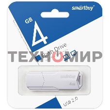 Флешка USB Smartbuy CLUE white (SB4 GbCLU-W), 4Gb, USB 2.0, R/W 15/8, белый