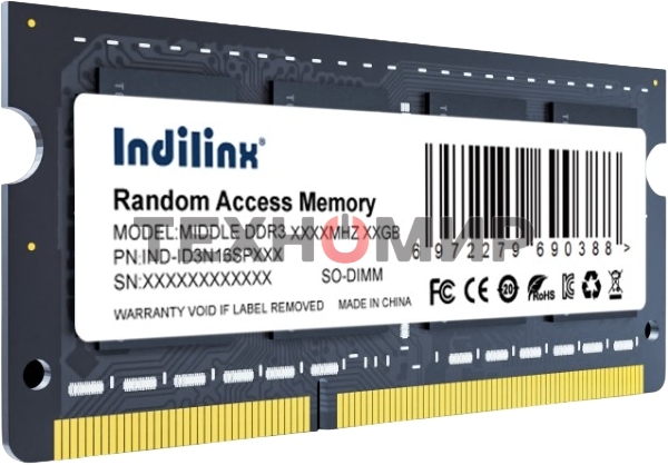 Оперативная память Indillinx, DDR3, 8GB (1x8 GB), 1600 MHz, CL11, SO-DIMM