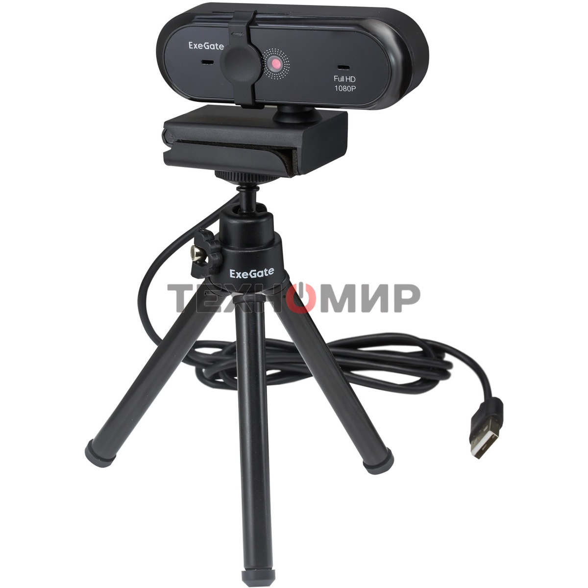 Веб-камера ExeGate Stream C925 Wide 1920x1080, 30 кадр/с, USB Type-A, микрофон (шумоподавление), шторка приватности, универсальное крепление, штатив в комплекте