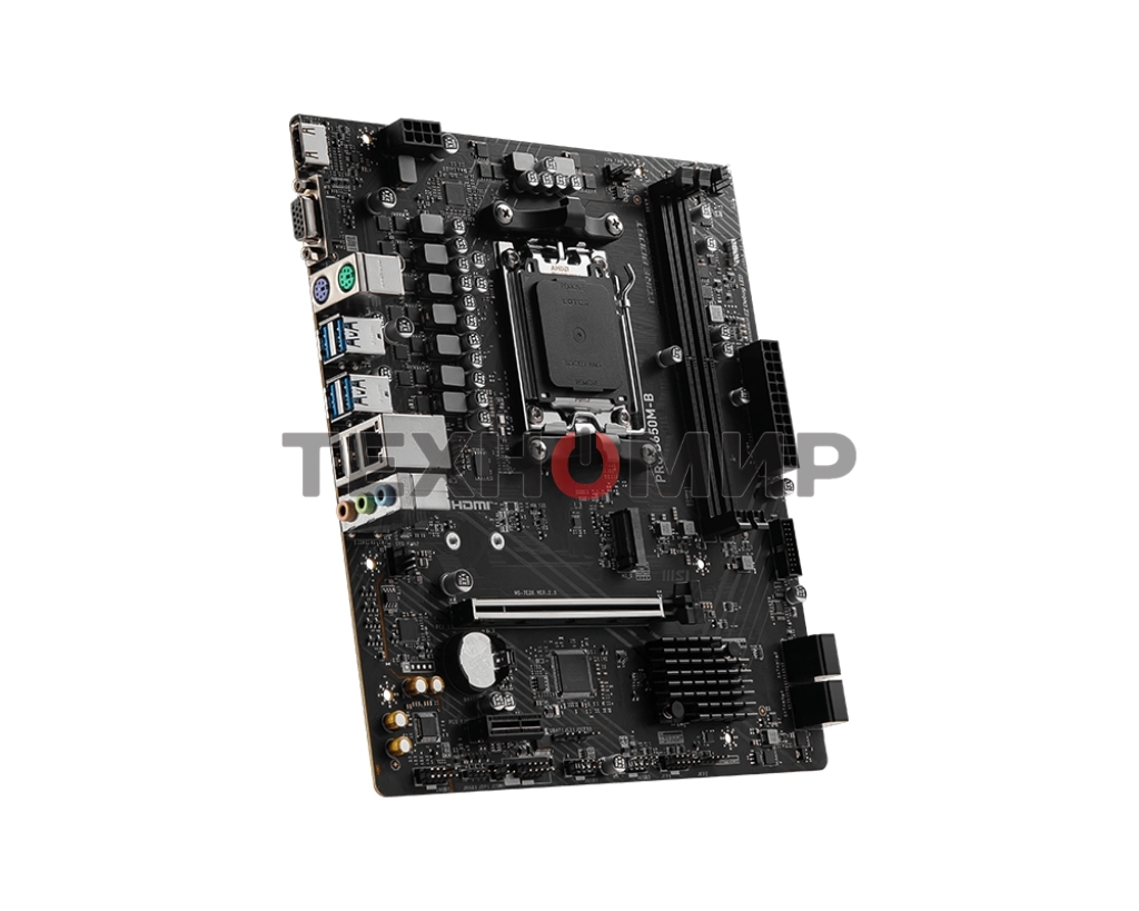 Материнская плата MSI PRO B650M-B, AM5, AMD B650, 2xDDR5, 4xSATA, 1xM.2, 1xPCI-E 4.0 x16, 1xPCI-E 4.0 x1, 1xHDMI, 1xVGA, 1x2.5Gb LAN, 2xUSB 2.0, 4xUSB 3.2 Gen 1, 3x3.5 мм, 7.1, Micro-ATX