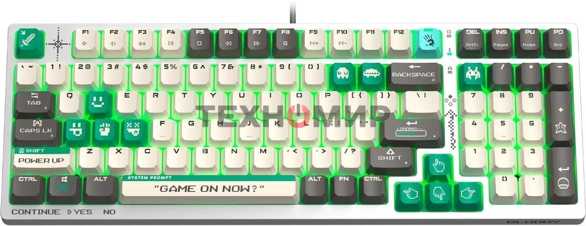 Клавиатура проводная A4Tech Bloody S98 Pixels Green USB белый/бежевый