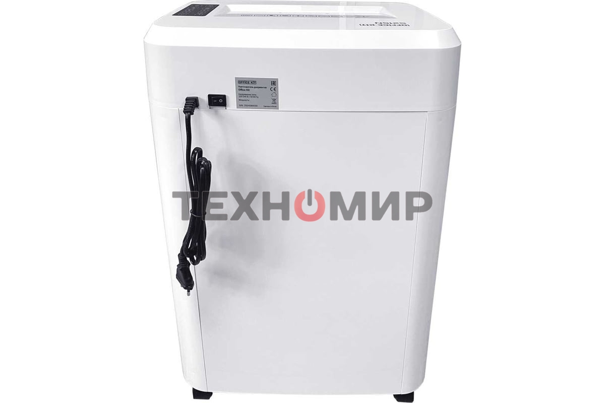 Шредер Office Kit S210N 3,9x38 белый (секр.P-4) фрагменты 16лист. 35лтр. скрепки скобы пл.карты CD