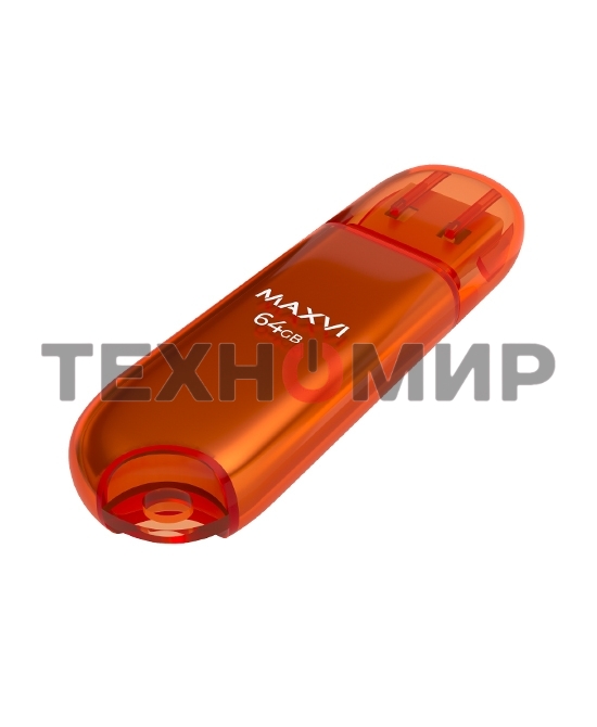 Флешка USB Maxvi P1 (FD64GBUSB20C10P1 orange), 64Gb, USB 2.0, R/W 12/5, оранжевый