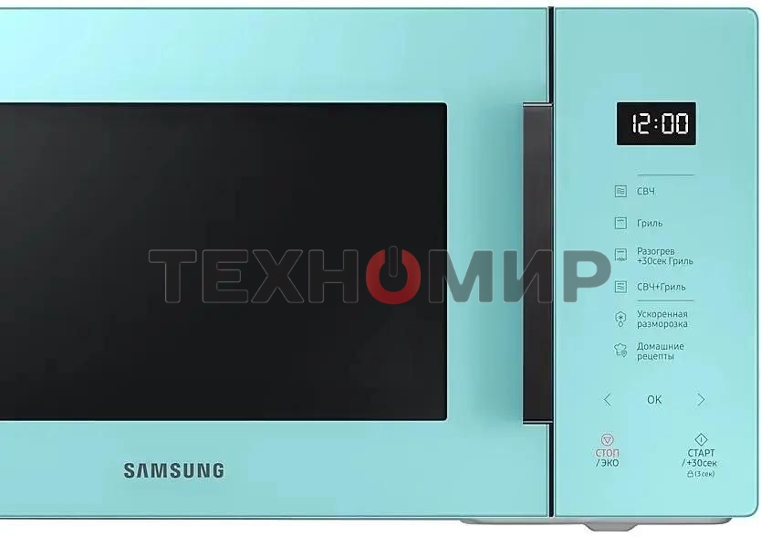 Микроволновая печь Samsung MG23T5018AN/BW голубой, 23 л, 800 Вт, переключатели - сенсор