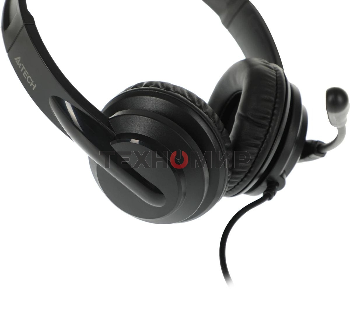 Гарнитура проводная с микрофоном A4Tech HU-10 черный 2м накладные USB оголовье