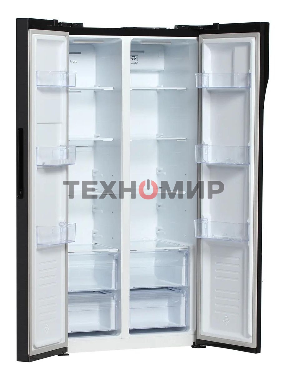 Холодильник Hyundai CS4505F черная сталь двухкамерный Side by Side 271/165л морозилка сбоку