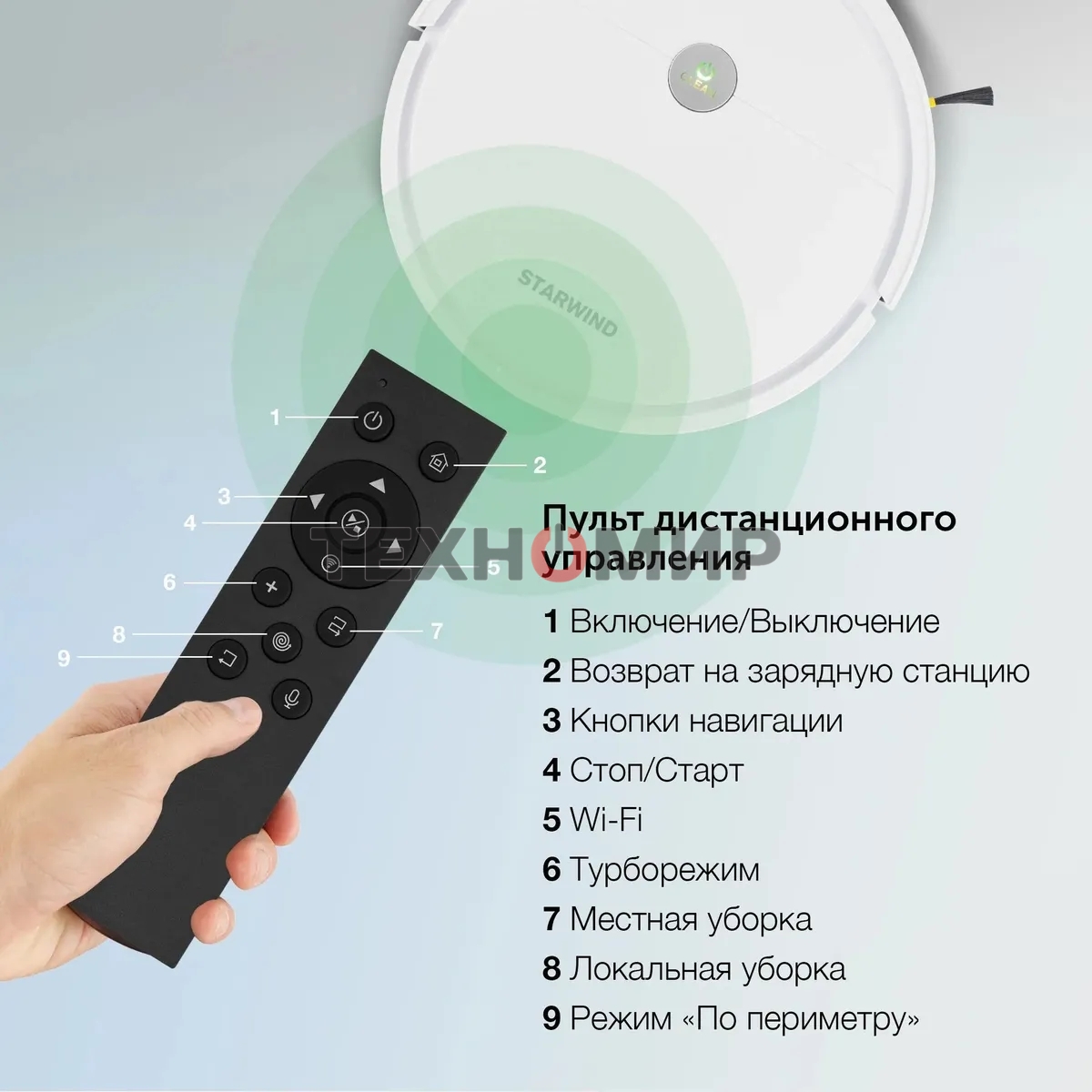 Робот-пылесос Starwind SRV4575 белый, 15 Вт, 2000 мА·ч Li-Ion, уборка влажная/сухая, пылесборник контейнер 0.3 л