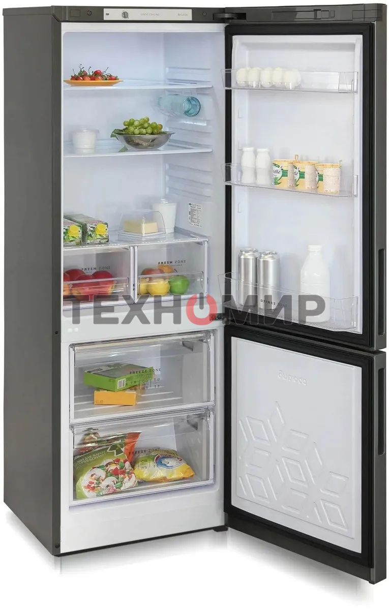 Холодильник Бирюса Б-W6034 графит матовый двухкамерный 210/85л морозилка снизу