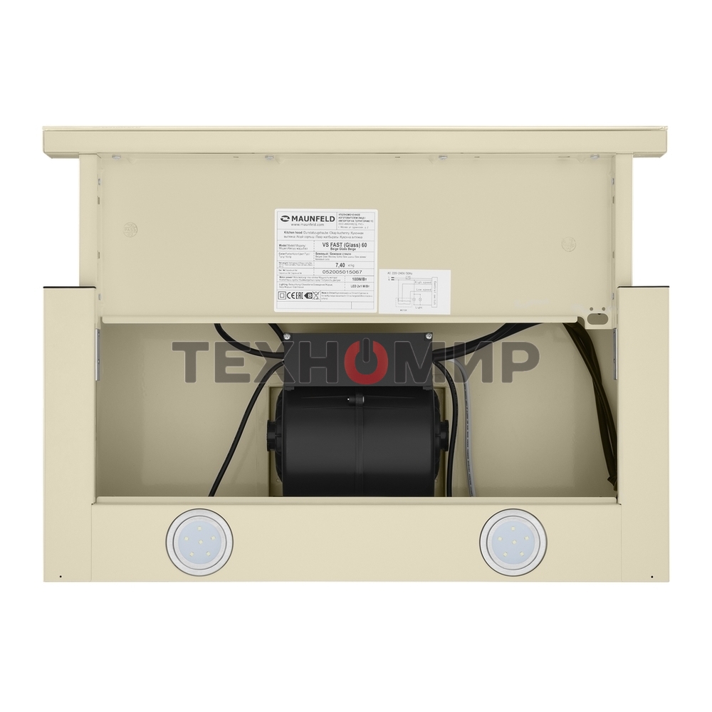 Вытяжка встраиваемая Maunfeld VS Fast Glass 60 бежевый, 60 см, 850 куб. м/ч, 47 дБ