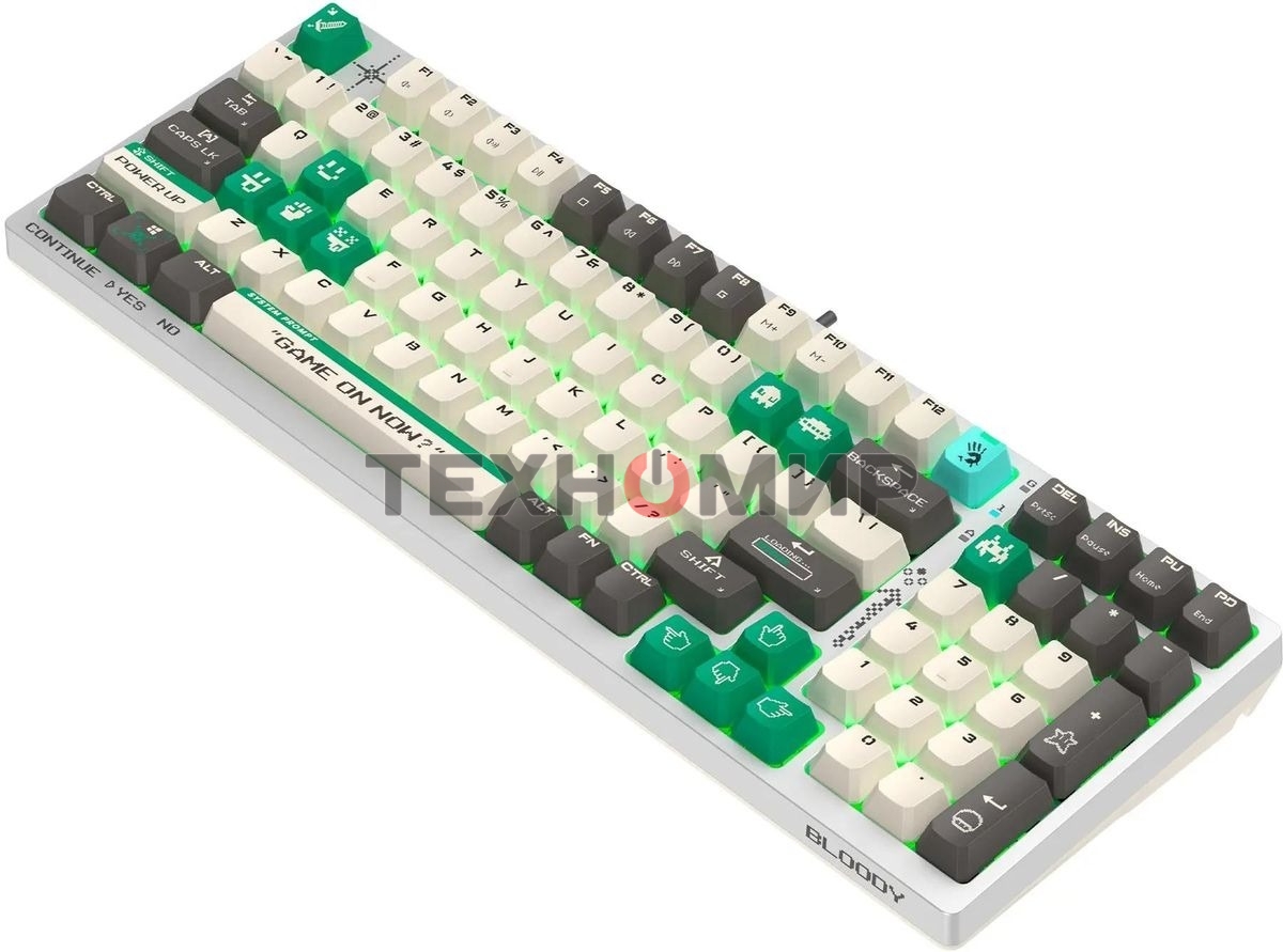 Клавиатура проводная A4Tech Bloody S98 Pixels Green USB белый/бежевый