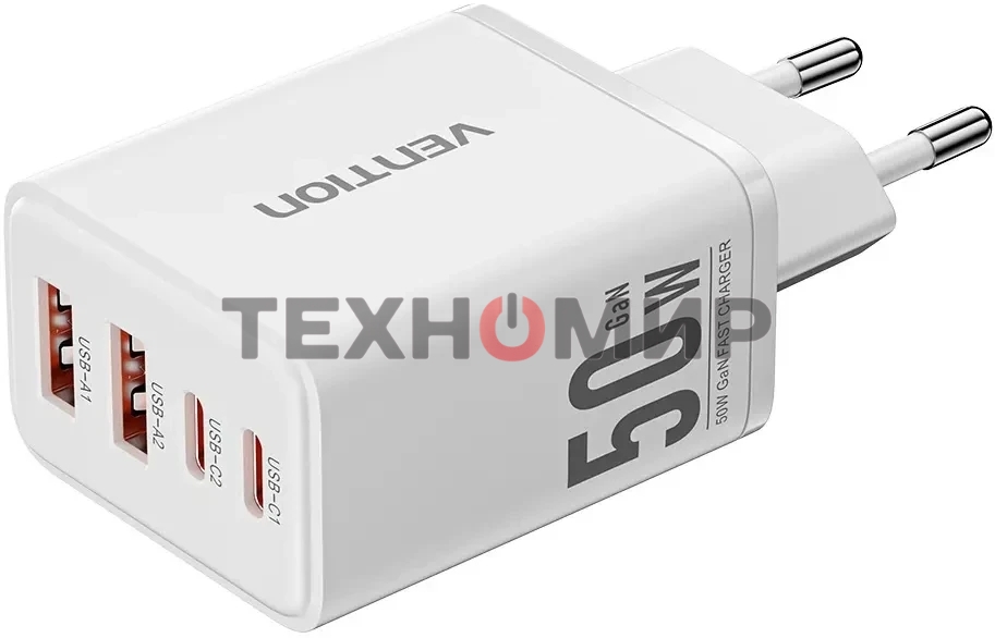 Сетевое зарядное устройство Vention на 4 порта GaN 50W USB (C+C+A+A) белый