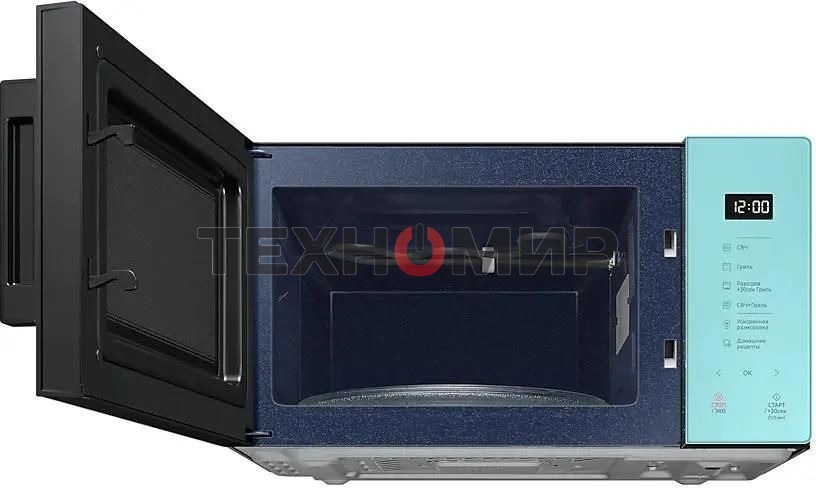 Микроволновая печь Samsung MG23T5018AN/BW голубой, 23 л, 800 Вт, переключатели - сенсор