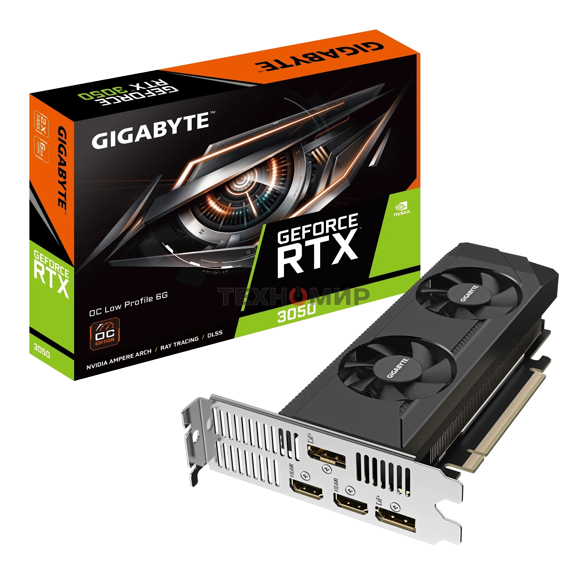 Видеокарта Gigabyte GV-N3050OC-6GL NVIDIA GeForce RTX 3050 6Gb 96bit PCI-E 4.0 GDDR6 1822/14000 HDMIx2 DPx2 HDCP Ret