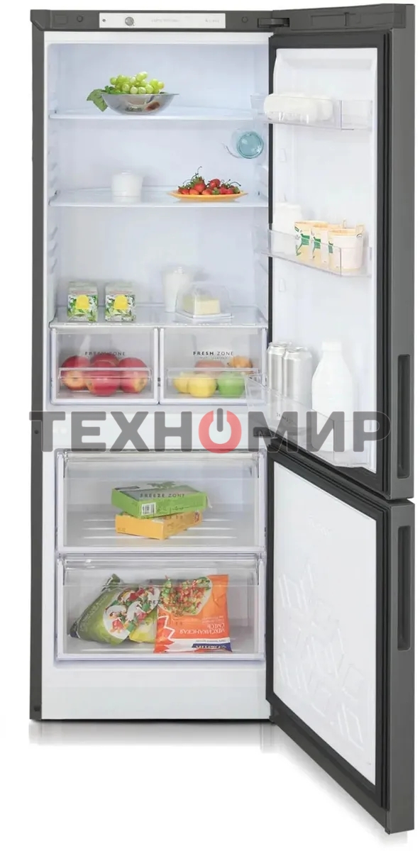 Холодильник Бирюса Б-W6034 графит матовый двухкамерный 210/85л морозилка снизу