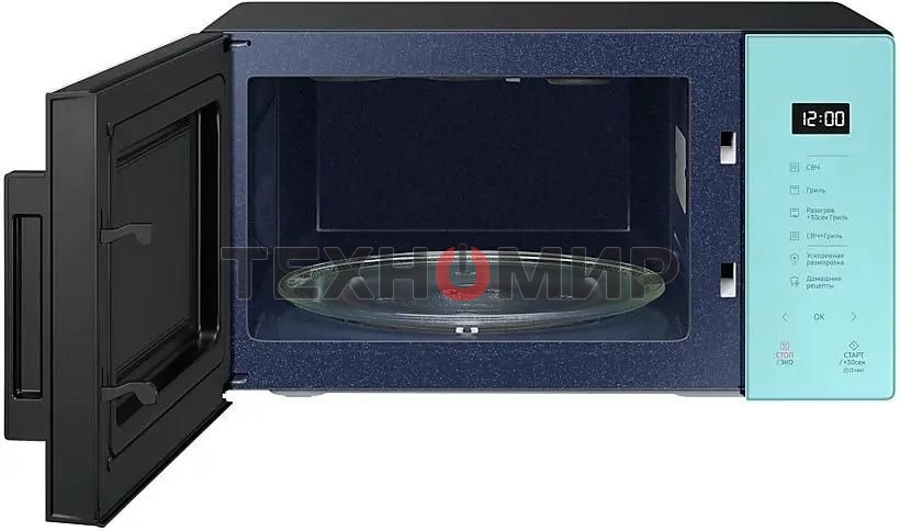 Микроволновая печь Samsung MG23T5018AN/BW голубой, 23 л, 800 Вт, переключатели - сенсор