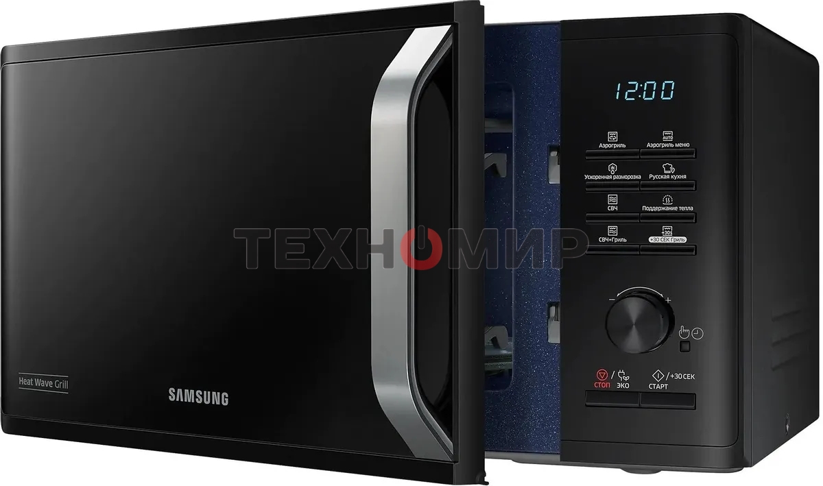 Микроволновая печь Samsung MG23K3575AK черный, 23 л, 800 Вт, переключатели - кнопки, поворотный механизм