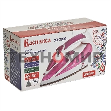 Утюг ВАСИЛИСА У3-2000 белый с сиреневым (2000 Вт. Тефлоновое покрытие подошвы. Индикатор нагрева утюга. Терморегулятор. 3 режима: сухое глажение, отпаривание, разбрызгивание воды. Возмож-ть регулировки степени отпаривания/вертикального отпаривания. Парово