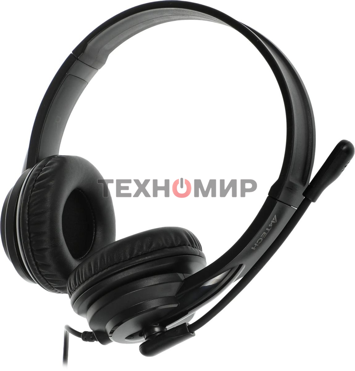 Гарнитура проводная с микрофоном A4Tech HU-10 черный 2м накладные USB оголовье