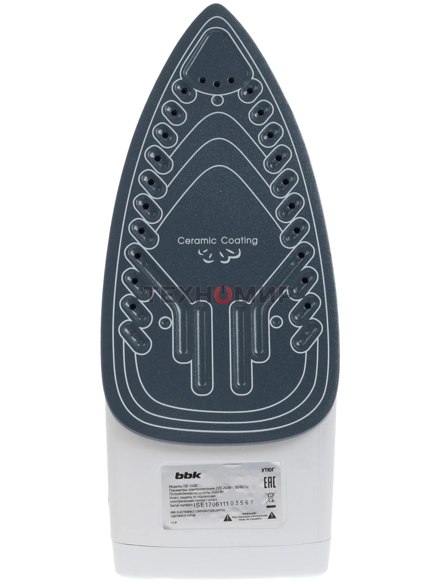 Утюг BBK ISE-2400 бирюзовый/белый, 2400 Вт, 35 г/мин, 140 г/мин, 280 мл