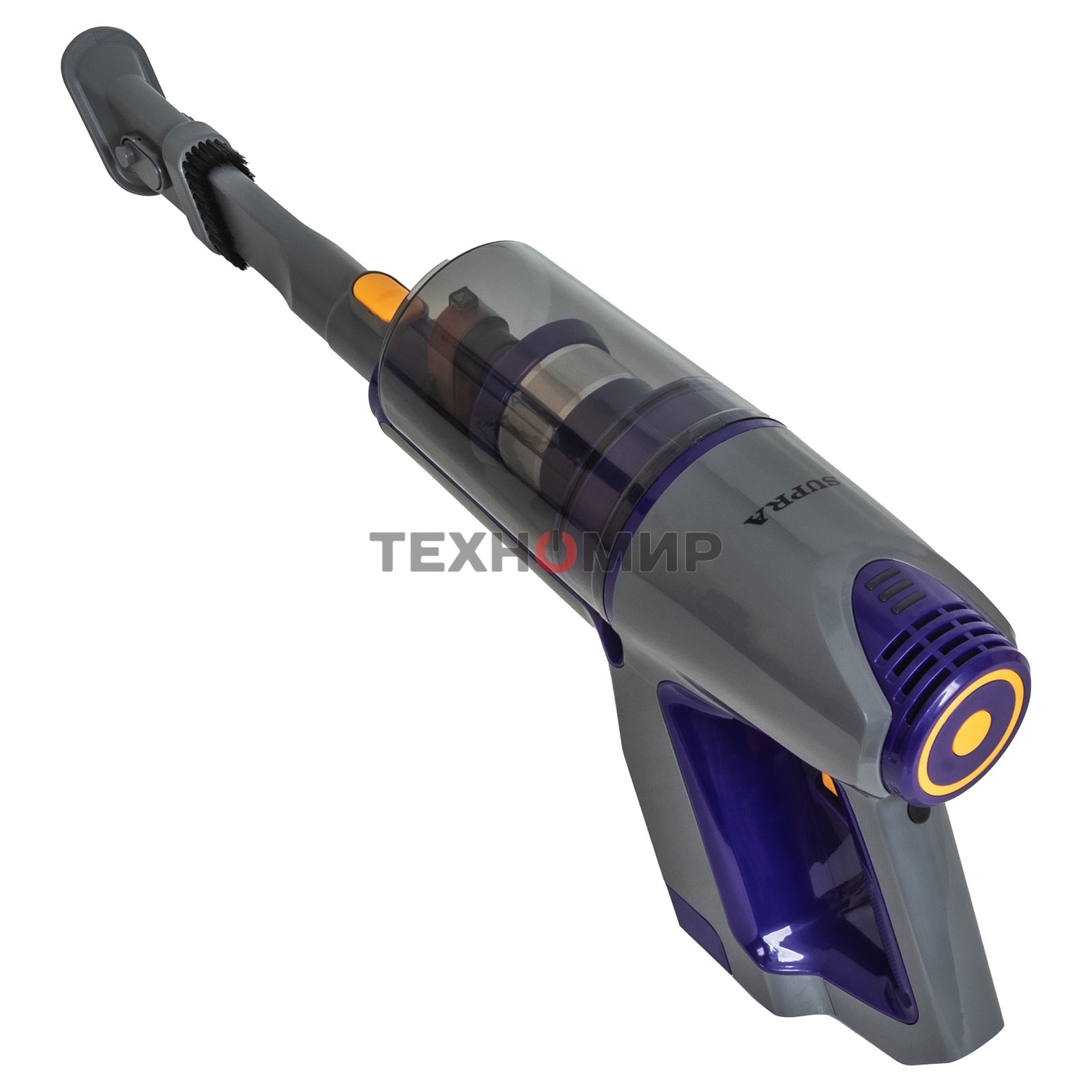 Пылесос вертикальный SUPRA VCS-5084 серый/синий, питание от аккумулятора, 350 Вт, уборка сухая, пылесборник 0.6 л, работа от АКБ max 30 мин.