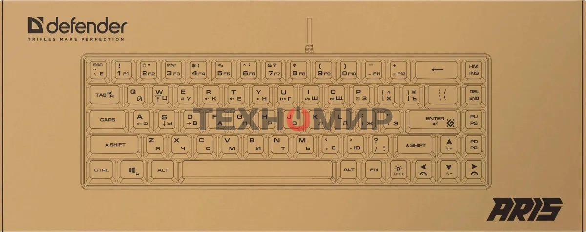 Клавиатура проводная игровая Defender Aris GK-349 RU,черный/белый,68кн+FN,радуж,1.5м