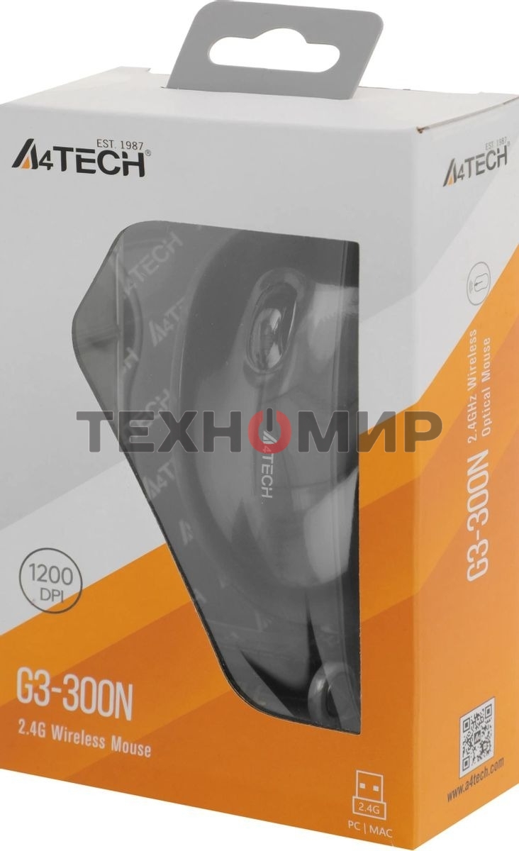 Мышь беспроводная A4Tech V-Track G3-300N черный, 1000 dpi, радиоканал, USB, кнопки - 3
