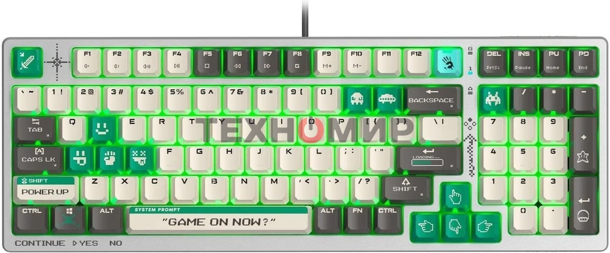 Клавиатура проводная A4Tech Bloody S98 Pixels Green USB белый/бежевый