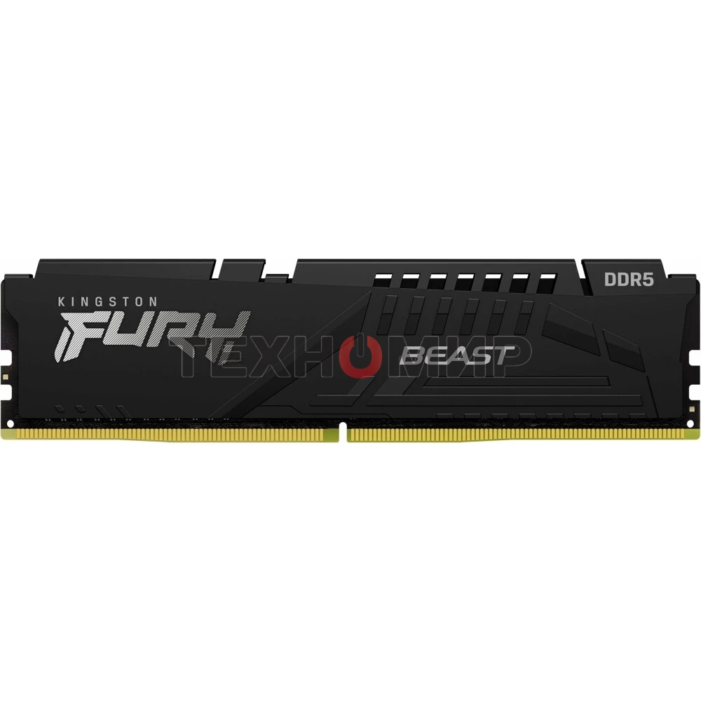 Оперативная память Kingston Fury Beast, DDR5, 16Gb (1x16Gb), 6000MHz, CL30, DIMM, с радиатором, черный