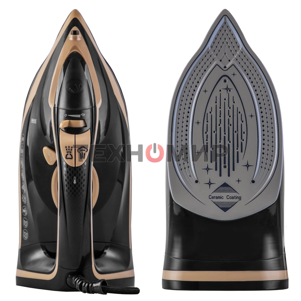 Утюг электрический Endever Delta-226, черный/бежевый, Мощность 2400 Вт, Подача пара до 45 г/мин, Паровой удар 160 г/мин, 8 шт/уп